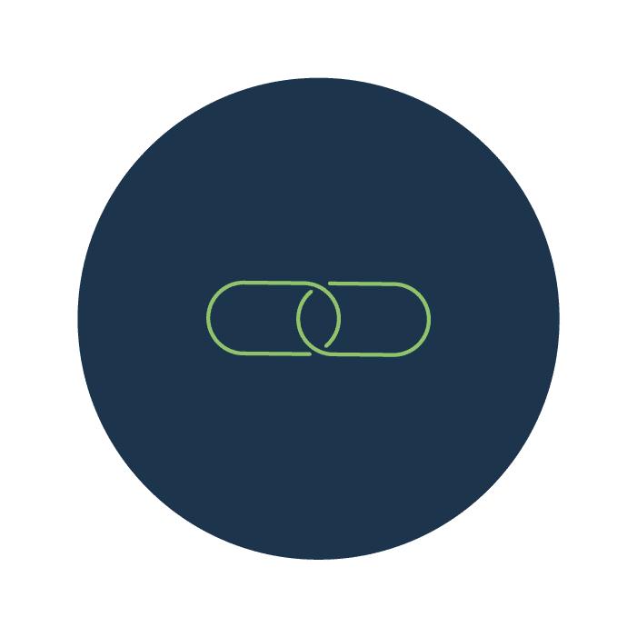 Liink Health chains inside a blue circle.